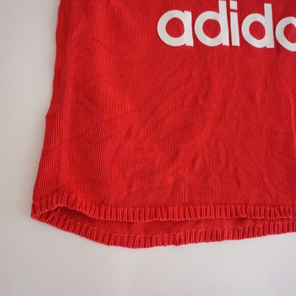 Adidas Red 100% Cotton Knit Big Trefoil Logo Mockneck Short Sleeve Sweater S - Picture 5 of 15